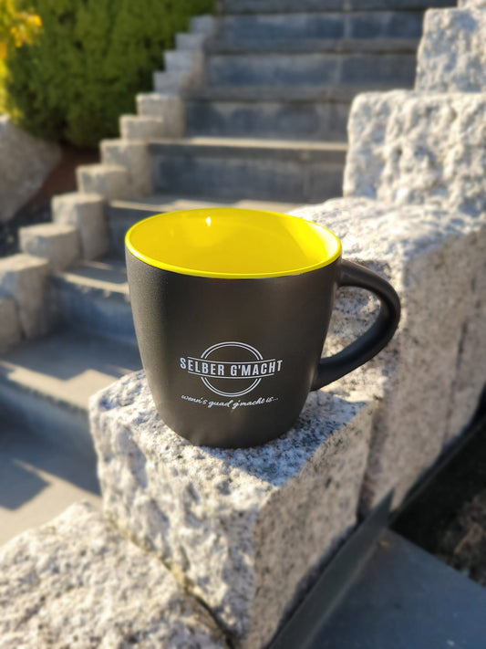 Tassen mit Logo SELBER G`MACHT wenn´s guad g´macht is... Innen Limone 🍈