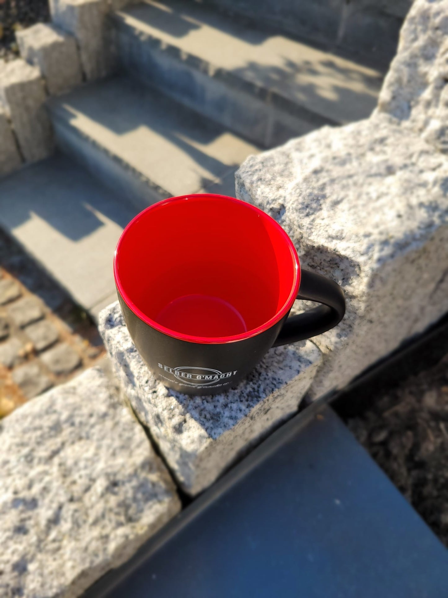 Tassen mit Logo SELBER G`MACHT wenn´s guad g´macht is... Innen rot 🍅