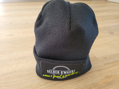 Wintermütze mit Schriftzug "selber g´macht"  (grau)