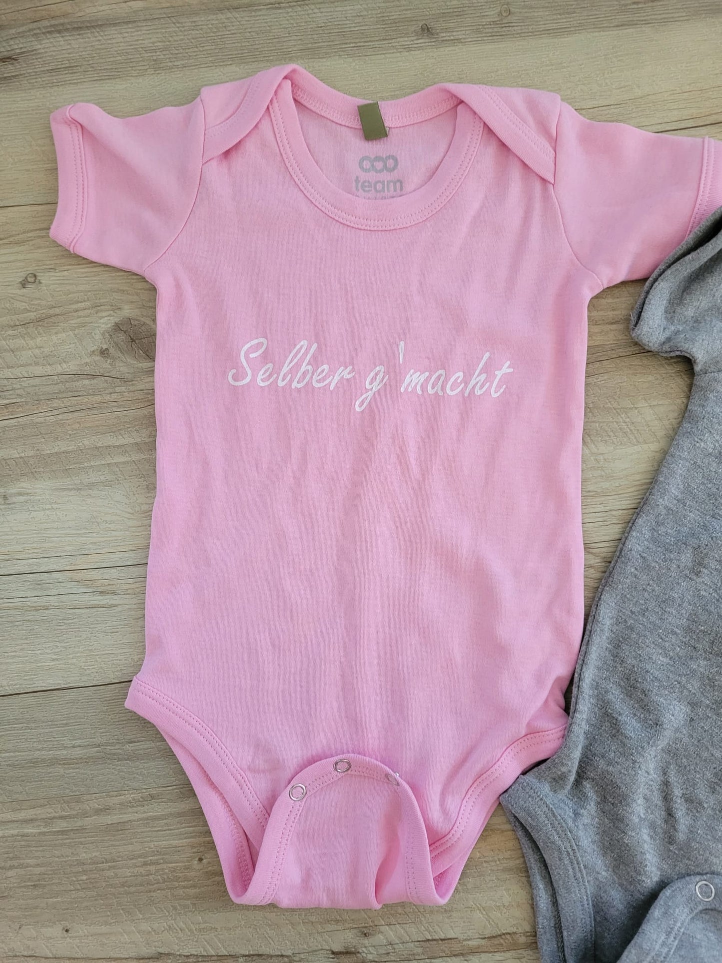 Baby Bio-Kurzarm Body Zweier Set Rosa/Grau