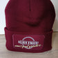 Wintermütze mit Schriftzug "selber g´macht" (bordeaux)